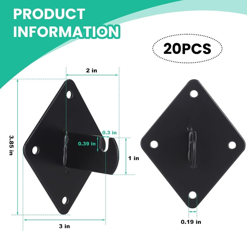 ALISWAT 20 Pcs Gridwall Mount Brackets,Metal Grid Panel Wall Mount Bracket,Grid Wall Accessory for Grid Panels Warehouse Office Cloakroom Retail Display Wall - Image 2
